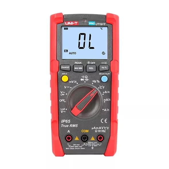 Digitální multimetr UNI-T UT191T PRO, měření napětí DC AC 600V, proud DC AC 20A, kapacita, odpor, frekvence, teplota, Detekce špičkového proudu, True RMS, auto rozsah, bargraf, Data Hold, PEAK hodnota