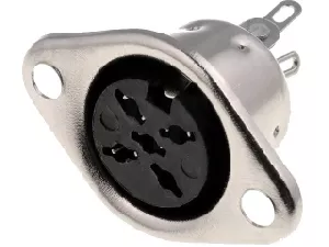 Konektor DIN 5-kolík X pětikolík zásuvka zdířka na panel, křížová 360°, samice na sluchátka