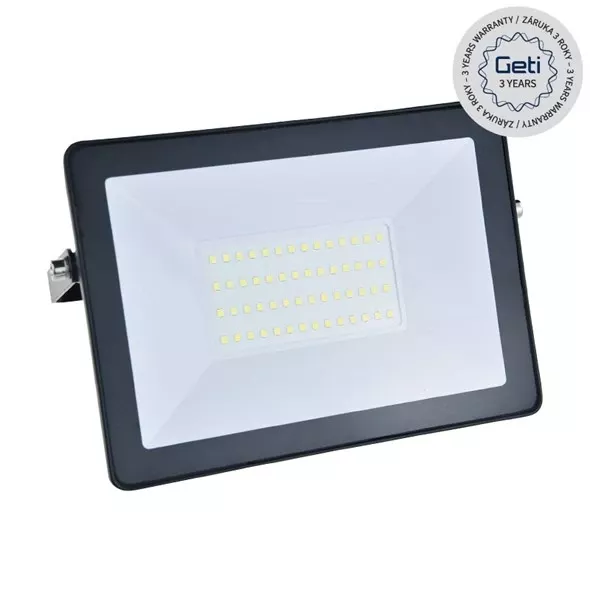 LED reflektor venkovní GETI GLF50 50W, 4750lm, 4000K denní neutrální bílá, AC 230V, černá