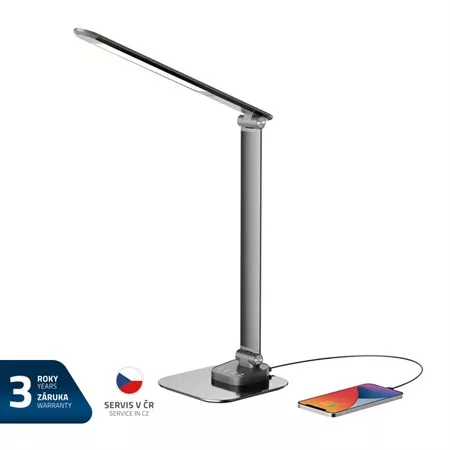 LED stolní lampička GETI GTL103A antracit s nastavitelnou teplotou a intenzitou světla, USB portem pro nabíjení a dotykovým ovládáním