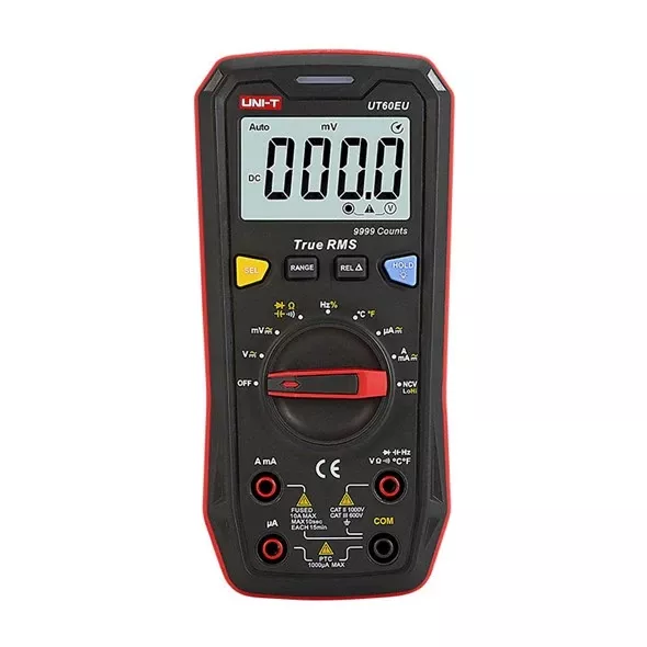 Multimetr UNI-T UT60EU digitální, měří AC/DC napětí proud, odpor, kmitočet, diodu, akustická signalizace, teplota, kapacita, odpor, teplota