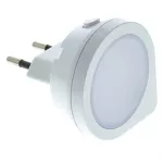 Noční LED světlo 0,4W svítilna do zásuvky 230V AC se světelným senzorem, 3000K teplá bílá s manuálním vypínačem RETLUX