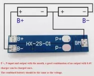 Ochranný obvod a balancér pro 2 Li-Ion články 18650, proud do 5A