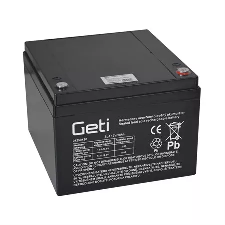 Olověná gelová baterie 12V/28Ah nabíjecí bezúdržbový akumulátor Geti