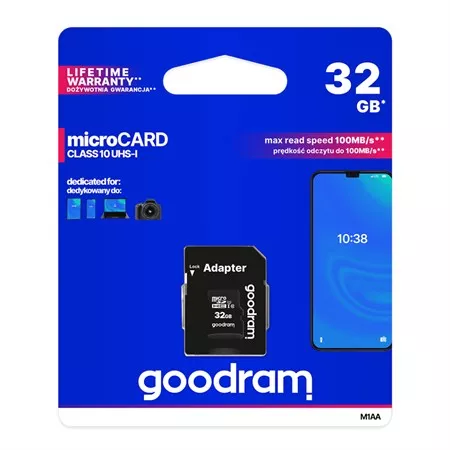 Paměťová karta 32GB GOODRAM microSDHC+adaptér na SD
