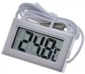 Panelový teploměr FY-10 se sondou 95cm, bílý digitální, drátové čidlo 