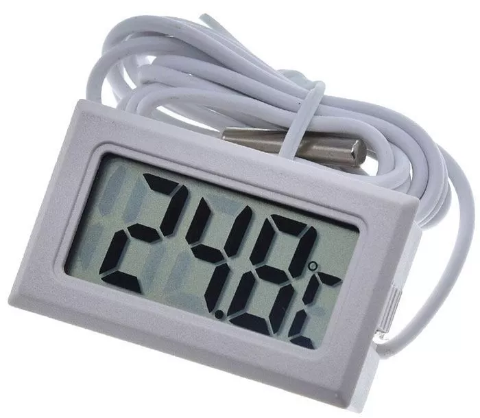 Panelový teploměr FY-10 se sondou 95cm, bílý digitální, drátové čidlo 