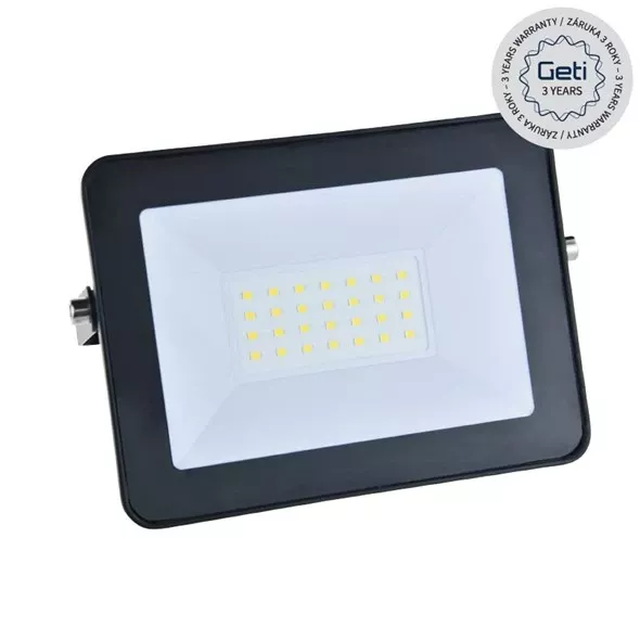 Reflektor LED venkovní GETI GLF30 30W, neutrální bílá 4000K, světelný tok: 2850 lm, denní, AC 230V, černá