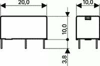 RELÉ PE014012 cívka 12V DC, 1x přepínací kontakt 5A/250V AC, 5A/30V DC, rozměry 20x10x10mm TE Connectivity