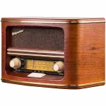 Retro stolní radiopřijímač Roadstar HRA-1500/N hnědý, příjem AM/FM, napájení ze sítě 230V nebo na baterie 6x LR14