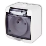 Zásuvka 250V/16A krytí IP54, bílá, Kryt kouřový 