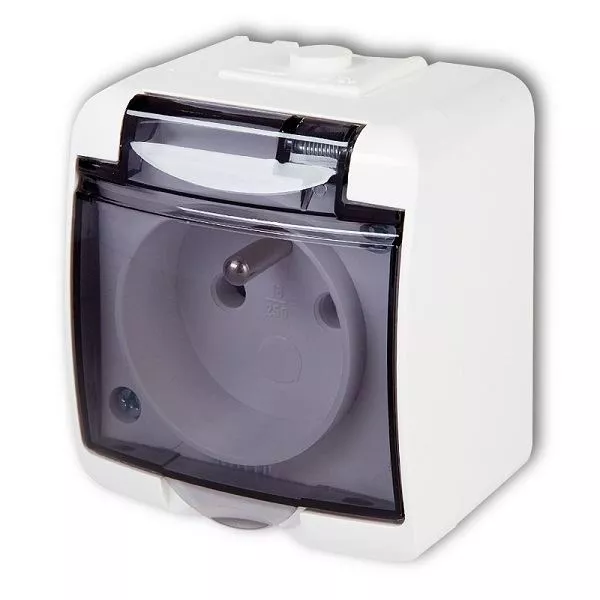 Zásuvka 250V/16A krytí IP54, bílá, Kryt kouřový ABB