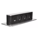 Zásuvka 3x 230V AC vícenásobná, Výsuvný blok SOLIGHT 3z + USB A+C 20W PD výsuvný blok zásuvek, 2m, nerez ocel, pro pracovní desky a stoly