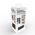 Zásuvka 3x 230V AC vícenásobná, Výsuvný blok SOLIGHT 3z + USB A+C 20W PD výsuvný blok zásuvek, 2m, nerez ocel, pro pracovní desky a stoly