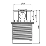 Zásuvka SOLIGHT 4x 230V AC vícenásobná, Výsuvný blok, kulatý, stříbrná