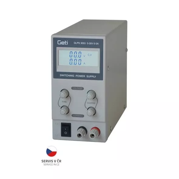 Zdroj laboratorní stolní s regulací Geti GPS3003 0-30 V/ 0-3 A s 3-místným LCD, jednokanálový, napětí i proud