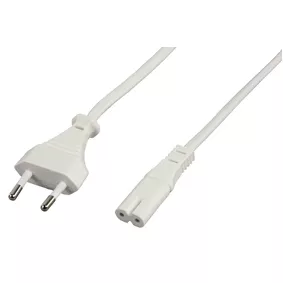 Flexi šňůra 230V AC síťový přívod k radiomagnetofonu, 250 V / 2.5 A max., délka 2m) RMGF, barva bílá.