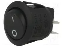 Kolébkový vypínač kulatý 2pol./4pin ON-OFF 250VAC/10A černý