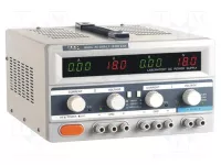 Laboratorní zdroj stolní AX-3005L-3 plynule regulovatelný 2×0–30V/2×0–5A + 1x5V/3A LED displej
