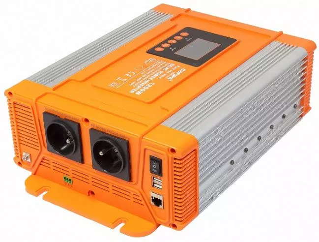 Měnič napětí Carspa PX1200-24, 24V/230V+USB 1200W čistá sinusovka. +D.O. drátové s LCD dispejem, kabel 5m
