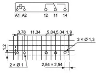 RELÉ RM699V 12V DC 1x přepínací kontakt. Proud kontaktu 6A/250VAC, 28 x 5 x 15mm relpol