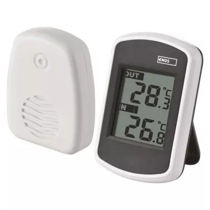 Teploměr digitální E0043 bezdrátový, čidlo na baterie, vnitřní teplota 0 °C až +60 °C, vnější teplota -40 °C až +60 °C EMOS