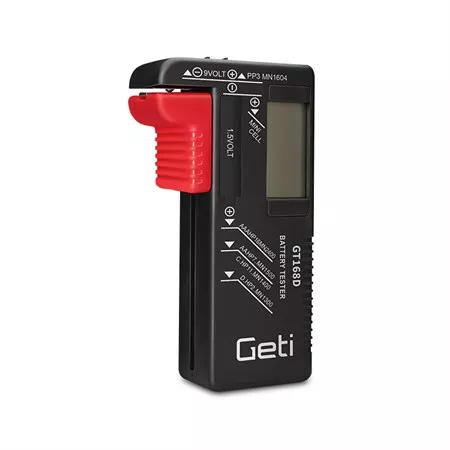 Tester baterií GT168D, zkoušečka AA, AAA, C, D, 9V, knoflíkové, tužkové, mikrotužkové Geti