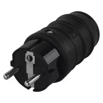 Vidlice gumová černá 230V / 16A AC IP44 do vlhka P76, na kabel, prodlužku