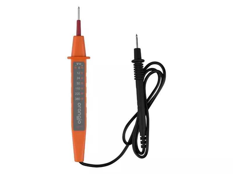 Zkoušečka napětí ORANGJO VC701 AC/DC 6-380V 7stupňová. Rozsa­hy: 6/12/24/50/11­0/220/380V