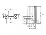 Chladič černý typ H50, pro TO220, 35x12.5mm, výška (L): 50.8mm, 9.1°K/W eloxovaný