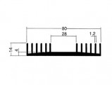 Chladič typ CH74, pro 2xTO3, 75x80x14mm, 4°C/W