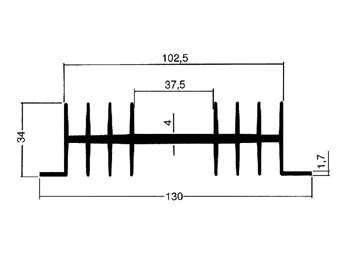 Chladič typ CH41, pro TO3, 40x130x34mm, 4.5°C/W