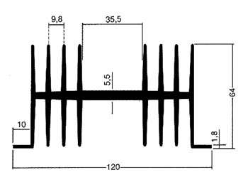 Chladič typ CH75, 75x120x64mm, 1.6°C/W (nevrtaný)