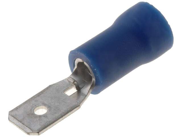 Konektor faston 4,8 vidlice s plastovým límcem - modrý