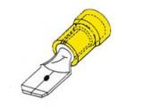 Konektor faston 6,3 vidlice s plastovým límcem - žlutý