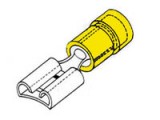 Konektor faston 6,3 zásuvka s plastovým límcem - žlutý