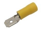 Konektor faston 6,3 vidlice s plastovým límcem - žlutý
