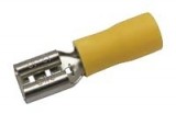 Konektor faston 6,3 zásuvka s plastovým límcem - žlutý