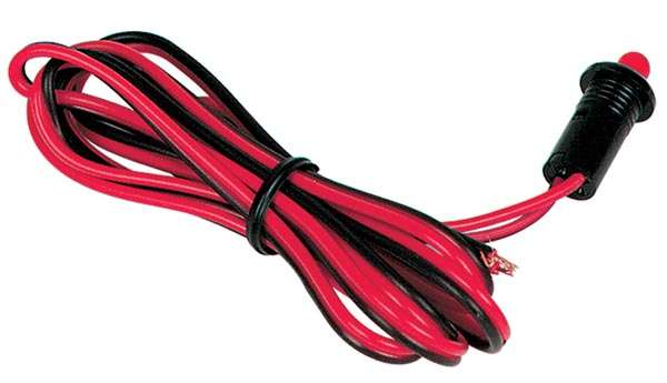 LED dioda 8mm blikající 12VDC s kabelem v plastové izolaci, signalizace alarmu, červená 