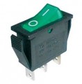 Přepínač vypinač kolébkový ON-OFF 250V/15A , 2polohy 3piny na fastony zelený